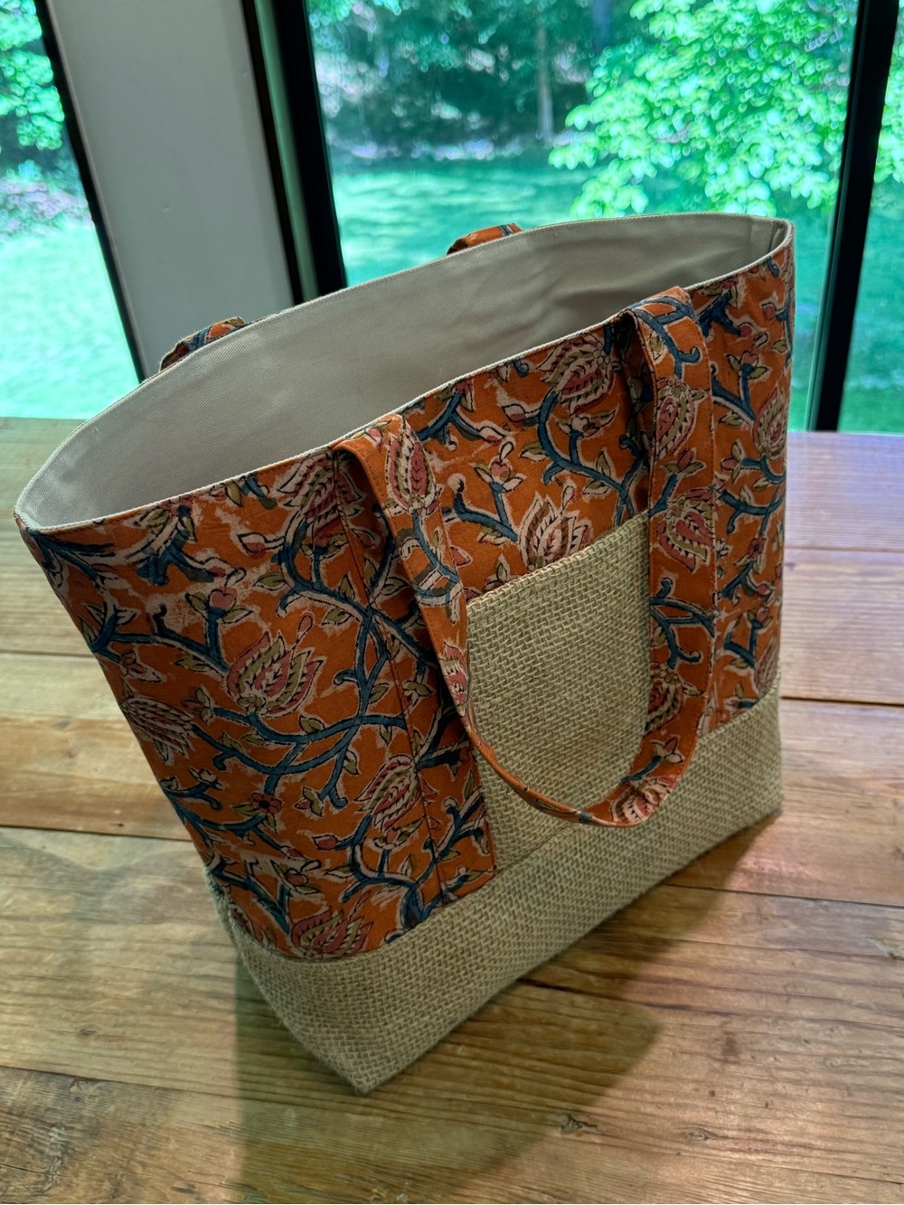 Printed Orange Floral Tote Bag - Picture 5 of 7